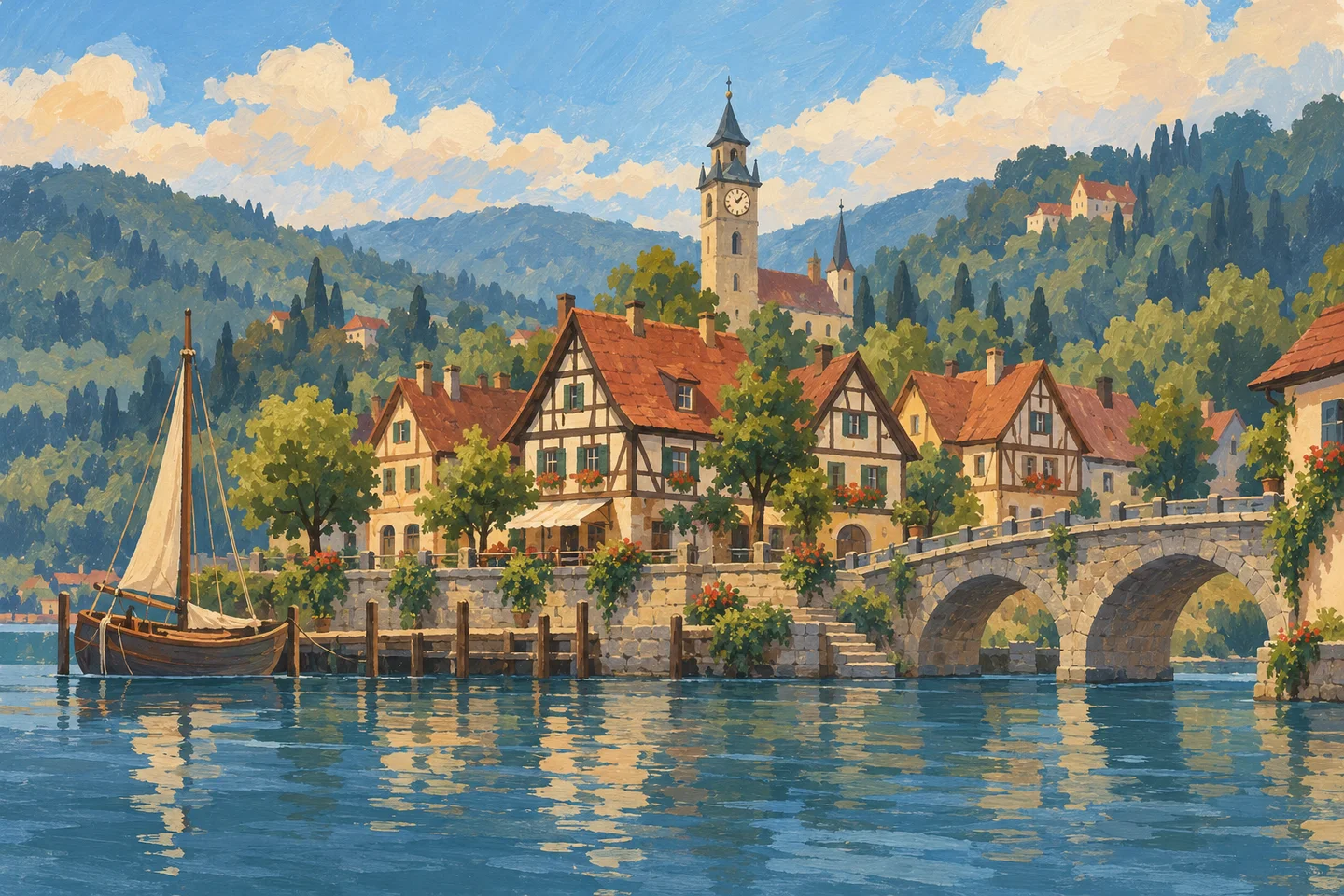 Painted story setting of Lindenhafen