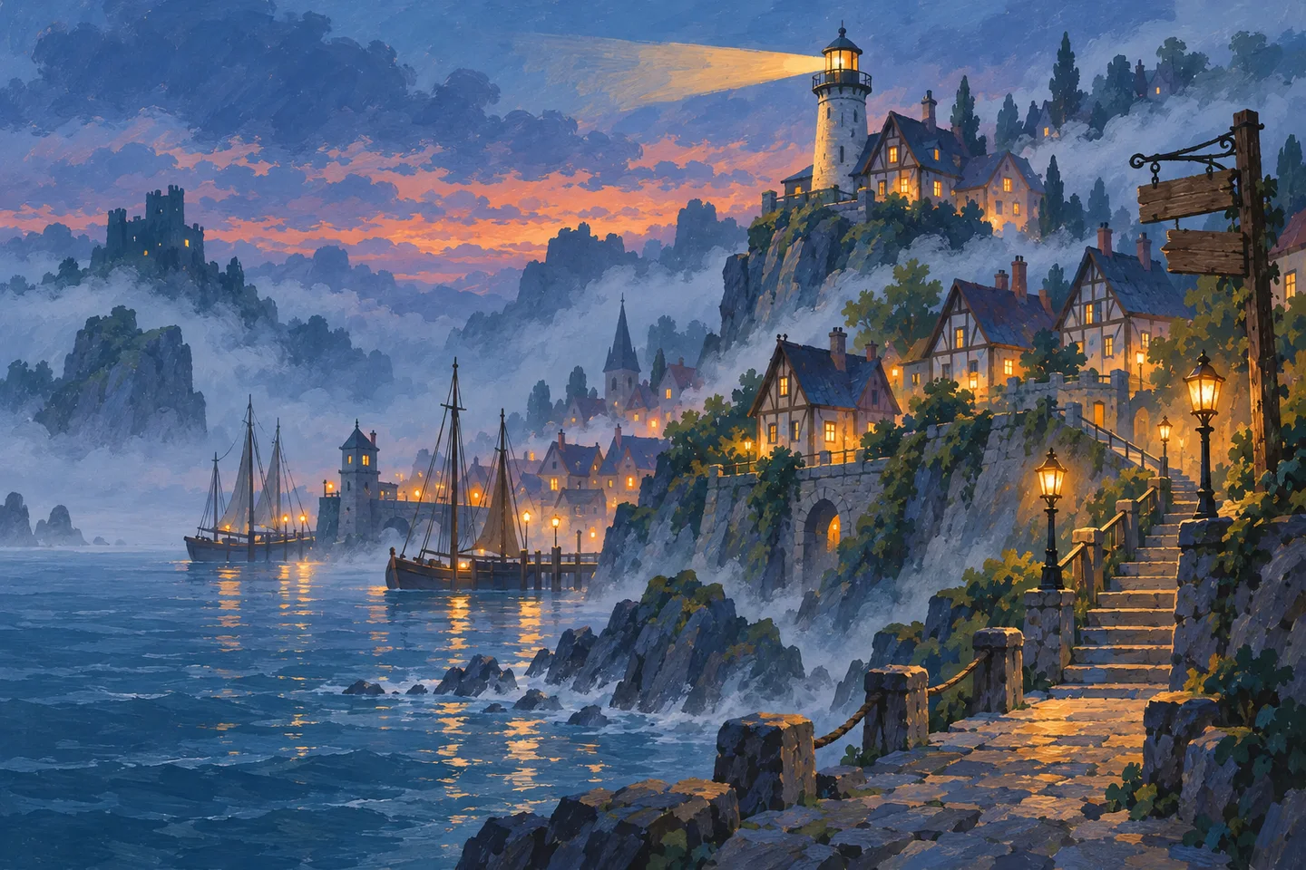 Painted story setting of Nebelstadt